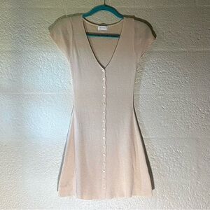 Meshki Cream V-Neck Mini Dress